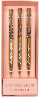 Sorority Shop Phi Sigma Sigma Glitter Pens (Set of 3) 