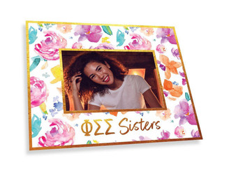 Sorority Shop Phi Sigma Sigma Gold Foil & Floral Painted Photo Frame 
