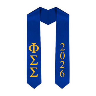 Phi Sigma Sigma Greek Lettered Graduation Sash Stole With Year - Best Value