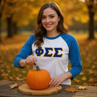 DISCOUNT-Phi Sigma Sigma Lettered Raglan Shirt