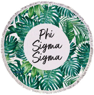 Sorority Shop Phi Sigma Sigma Palm Leaf Fringe Towel Blanket 