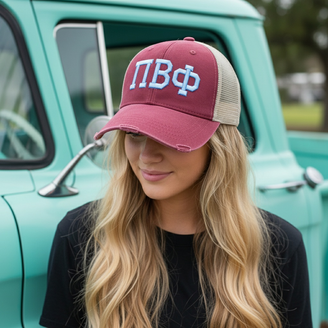 Pi Beta Phi Distressed Trucker Hat
