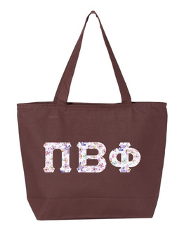 Pi Beta Phi Greek Letter Zipper Tote