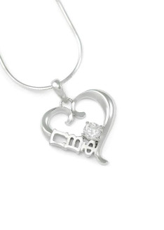 Pi Beta Phi Sterling Silver Heart Pendant with Swarovski Clear Crystal