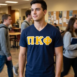 DISCOUNT- Pi Kappa Phi Lettered V-Neck T-Shirt