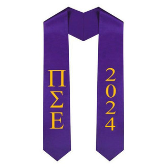 Pi Sigma Epsilon Greek Lettered Graduation Sash Stole With Year - Best Value