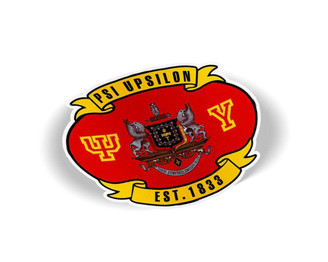  Psi Upsilon Banner Crest - Shield Decal 