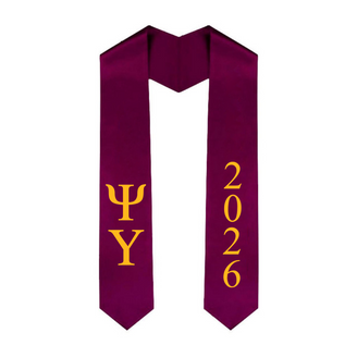Psi Upsilon Greek Lettered Graduation Sash Stole With Year - Best Value