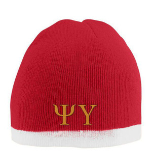  Psi Upsilon Two Tone Knit Beanie 