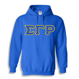 Sigma Gamma Rho Crest - Shield Twill Letter Hooded Sweatshirt 