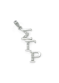 TCS Sigma Gamma Rho Sterling Silver Diagonal Lavaliere set with Lab-Created Diamonds 