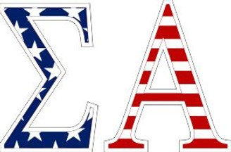 Sigma Alpha American Flag Greek Letter Sticker - 2.5" Tall