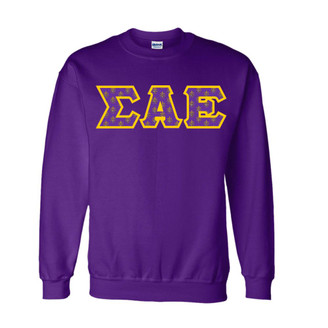 Sigma Alpha Epsilon Fraternity Crest - Shield Twill Letter Crewneck Sweatshirt