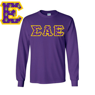  Sigma Alpha Epsilon Fraternity Crest - Shield Twill Letter Longsleeve Tee 