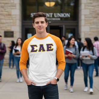 DISCOUNT- Sigma Alpha Epsilon Lettered Raglan T-Shirt