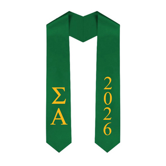 Sigma Alpha Greek Lettered Graduation Sash Stole With Year - Best Value