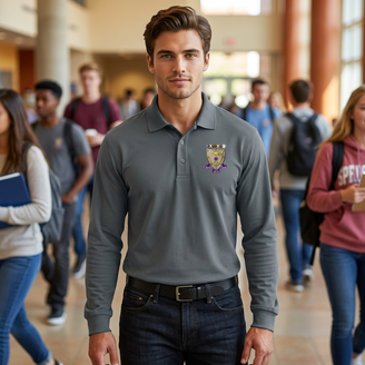 DISCOUNT-Sigma Alpha Mu Emblem Long Sleeve Polo