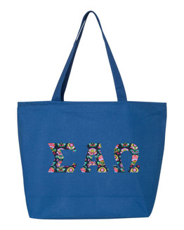 Sigma Alpha Omega Greek Letter Zipper Tote