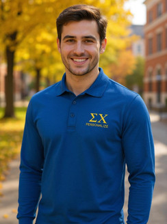 Sigma Chi-World Famous Long Sleeve Dry Fit Polo