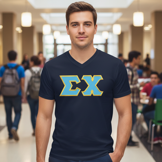 DISCOUNT- Sigma Chi Lettered V-Neck T-shirts