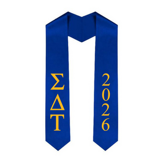 Sigma Delta Tau Greek Lettered Graduation Sash Stole With Year - Best Value