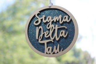 Sorority Shop Sigma Delta Tau Laser Carved Script Ornament - 3" Round 