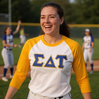 DISCOUNT-Sigma Delta Tau Lettered Raglan Shirt