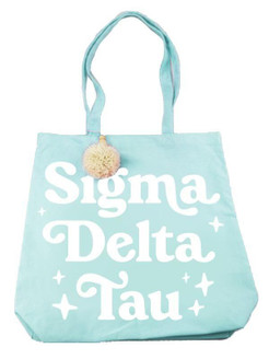 Sorority Shop Sigma Delta Tau Retro Pom Pom Tote Bag 