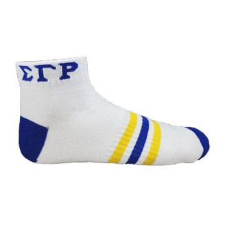 Sigma Gamma Rho Ankle Socks - White With Blue & Gold