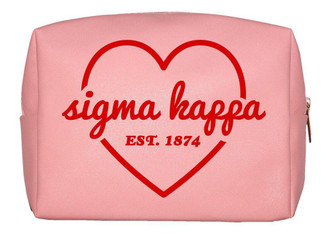 Sorority Shop Sigma Kappa Pink with Red Heart Makeup Bag 