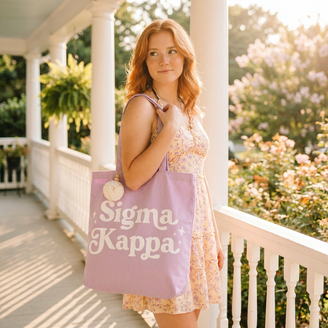 Sigma Kappa Retro Pom Pom Tote Bag