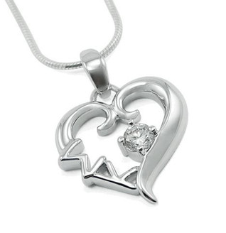 Sigma Kappa Sterling Silver Heart Pendant with Swarovski Clear Crystal