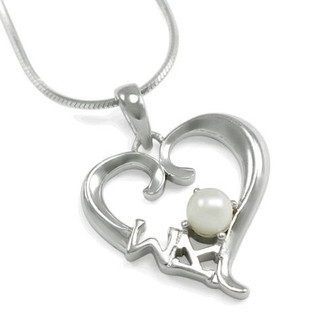 Sigma Kappa Sterling Silver Heart pendant with Pearl