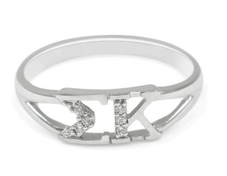 Sigma Kappa Sterling Silver Ring set with Lab-Created Diamonds