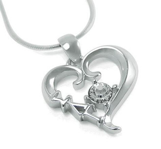 TCS Sigma Lambda Gamma Sterling Silver Heart Pendant with Swarovski Clear Crystal 