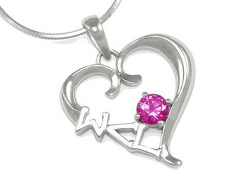 TCS Sigma Lambda Gamma Sterling Silver Heart Pendant with Swarovski Pink Crystal 