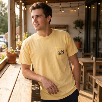 Sigma Nu Greek Letter Comfort Colors Pocket Tee