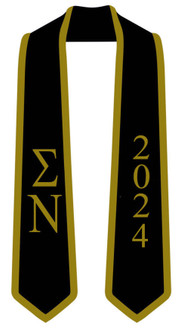 DISCOUNT-Sigma Nu Greek 2 Tone Lettered Graduation Sash Stole w/ Year