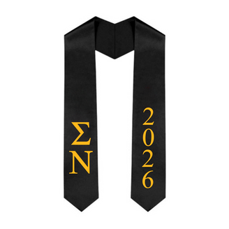 Sigma Nu Greek Lettered Graduation Sash Stole With Year - Best Value