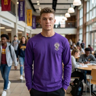 DISCOUNT-Sigma Pi Fraternity Crest - Shield Longsleeve Tee
