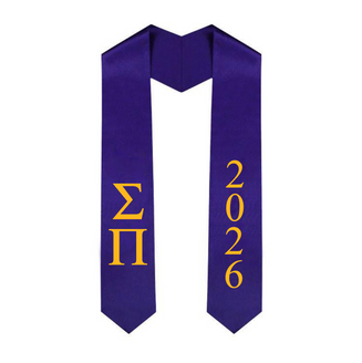 Sigma Pi Greek Lettered Graduation Sash Stole With Year - Best Value