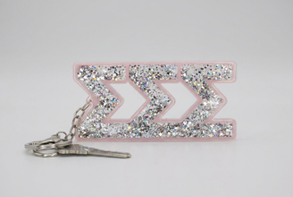 Sigma Sigma Sigma Glitter Keychain