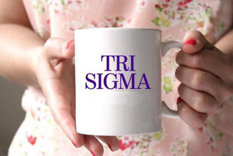  Sigma Sigma Sigma White Mascot Coffee Mug - Personalized! 