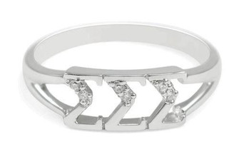 TCS Sigma Sigma Sigma Sterling Silver Ring set with Lab-Created Diamonds 