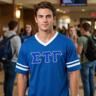 DISCOUNT-Sigma Tau Gamma Jersey With Greek Applique Letters