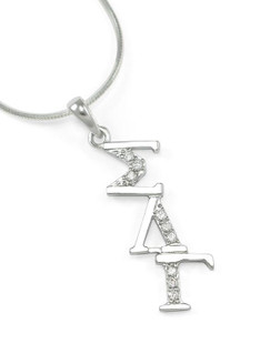 TCS Sigma Lambda Gamma Sterling Silver Diagonal Lavaliere set with Lab-Created Diamonds 