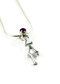 TCS Sigma Lambda Gamma Sterling Silver Lavaliere Pendant with Swarovski™ Amethyst Crystal 