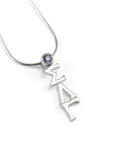 TCS Sigma Lambda Gamma Sterling Silver Lavaliere Pendant with Swarovski™ Purple Crystal 