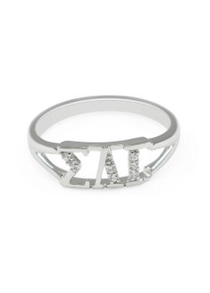 TCS Sigma Lambda Gamma Sterling Silver Ring set with Lab-Created Diamonds 