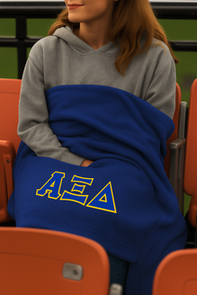 DISCOUNT-Alpha Xi Delta Lettered Twill Sweatshirt Blanket